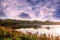 Autumn landscape of a Chesapeake Bay lake during sunset