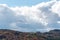 Autumn landscape with couldy moody sky rural mountain woodland bulgaria