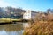 Autumn landscape of the countryside: old non-working watermill n