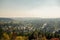 Autumn landscape of an European village from above