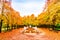 Autumn landscape of father rhine fountain in Munich