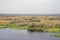 Autumn landscape. Floodplain and river Berezina. Sunny day in October.