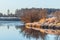 Autumn landscape, frosty morning by the river. Western Siberia