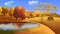 Autumn Landscape Happy Thanksgiving Leaf Blown Cartoon 4K Loop