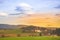 Autumn landscape with houses of the charming little town of famous for the beautiful Rein Abbey near Graz, Steiermark,