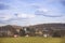 Autumn landscape with houses of the charming little town of Rein famous for the beautiful Rein Abbey near Graz, Steiermark,