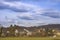 Autumn landscape with houses of the charming little town of Rein famous for the beautiful Rein Abbey near Graz, Steiermark,