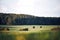 Autumn landscape with layers of agricultural fields in a moody fall scene