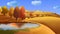 Autumn Landscape Leaf Blown Cartoon 4K