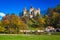 Autumn landscape and majestic Bran castle, Transylvania, Romania