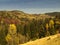 Autumn landscape of the mountain, fields and valleys of a sunny day in central Bosnia