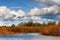 Autumn Landscape of natural wetlands under cloudy skies