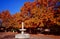 Autumn landscape in park with fountain, Greece