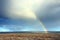 Autumn landscape with rainbow in Thingvellir National Park, Iceland