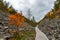 Autumn landscape with rock in Lapland, Finland