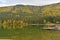 Autumn landscape. Saint Ana lake in Romania, the only volcanic lake in Europe, formed in a crater of a dead volcano