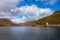 Autumn landscape of South Wales Valley with lake