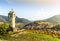 Autumn landscape of Spitz. Wachau valley, Danube river, Austria