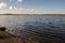 autumn landscape. stand and look into the distance standing on the shore of the lake. think about life and the infinity of being.