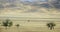 Autumn landscape, steppe with mountains. prairie, veld, veldt. a