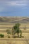 Autumn landscape, steppe with mountains. prairie, veld, veldt. a