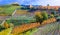 Autumn landscape . vineyards and scenic countryside of Piemonte, Italy