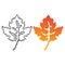 Autumn leaf. Pixel art 8 bit vector icon illustration