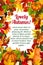 Autumn leaf poster template with fall nature frame