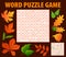 Autumn leaves and acorns word search puzzle game