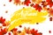 Autumn leaves background. Autumnal border with isolated yellow maple.Autumn vector background banner.