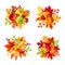 Autumn leaves bouquets. Vector illustration.