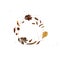 Autumn leaves composition . Beautiful imitation of wreath on white background