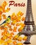 Autumn leaves and eiffel tower.