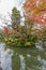 Autumn leaves, Fall foliage and colorful reflections at Enmei-in temple Pond. Kyoto, Japan.
