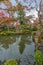 Autumn leaves, Fall foliage and colorful reflections at Enmei-in temple Pond. Kyoto, Japan.