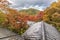 Autumn leaves, fall foliage forest landscape near Ruriko-in Komyo-ji temple. Located in Sakyo ward, Kyoto, Japan