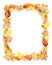 Autumn Leaves Fall Frame Template Watercolor Illustration Isolated Orange Leaf Border. Watercolor stains. Template for