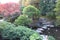 Autumn leaves in Flatly Landscaped Garden in Koko-en Garden, Himeji, Japan