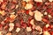 Autumn leaves on the ground. fall wallpaper. toned image.