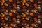 Autumn leaves on the ground top view photo, seamless pattern created with Generative AI technology