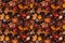 Autumn leaves on the ground top view photo, seamless pattern created with Generative AI technology