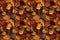 Autumn leaves on the ground top view photo, seamless pattern created with Generative AI technology