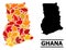 Autumn Leaves - Mosaic Map of Ghana