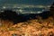 Autumn leaves and nightview of Isehara city from Mount Oyama