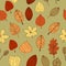 Autumn leaves pattern, colorful fallen leaves, handrawn illustration