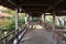 Autumn leaves and Roofed Corridor in the Garden of the Lord\\\'s Residence in Koko-en Garden, Himeji, Japan