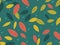 Autumn leaves seamless pattern. Falling leaves, leaf fall and water drops, rain. Background for surfaces, printing on paper