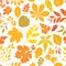 Autumn leaves stylish background. Fall seamless pattern with hand drawn leaves. Seasonal nature backdrop