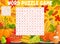 Autumn leaves, Thanksgiving word search puzzle