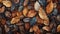 Autumn Leaves Wallpaper: Dark Indigo And Light Brown Mosaic-inspired Realism